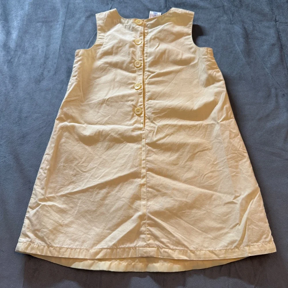 Vtg Old Navy Toddler Girl Floral Applique Dress 3T Yellow Sleeveless Cottagecore